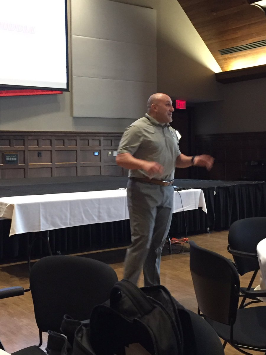 CoachShiffman's tweet photo. @CoachOsovet talking Bolt Offense! #hogfbchat @RhodesFootball https://t.co/138KsB6C7q