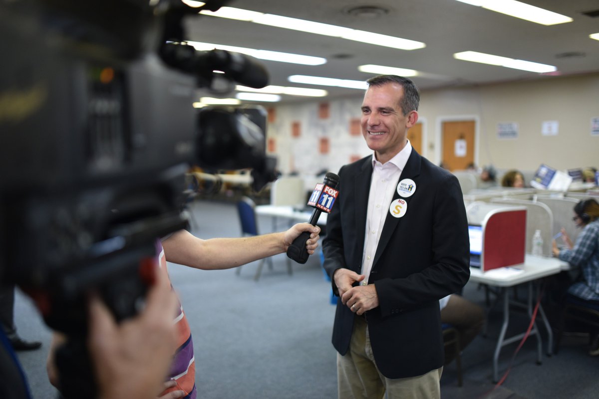 ericgarcetti's tweet photo. Joined the No on Measure S coalition’s phonebank today to call voters reminding them to vote NO on Measure S. #NoSLA https://t.co/69RJYAzRQl