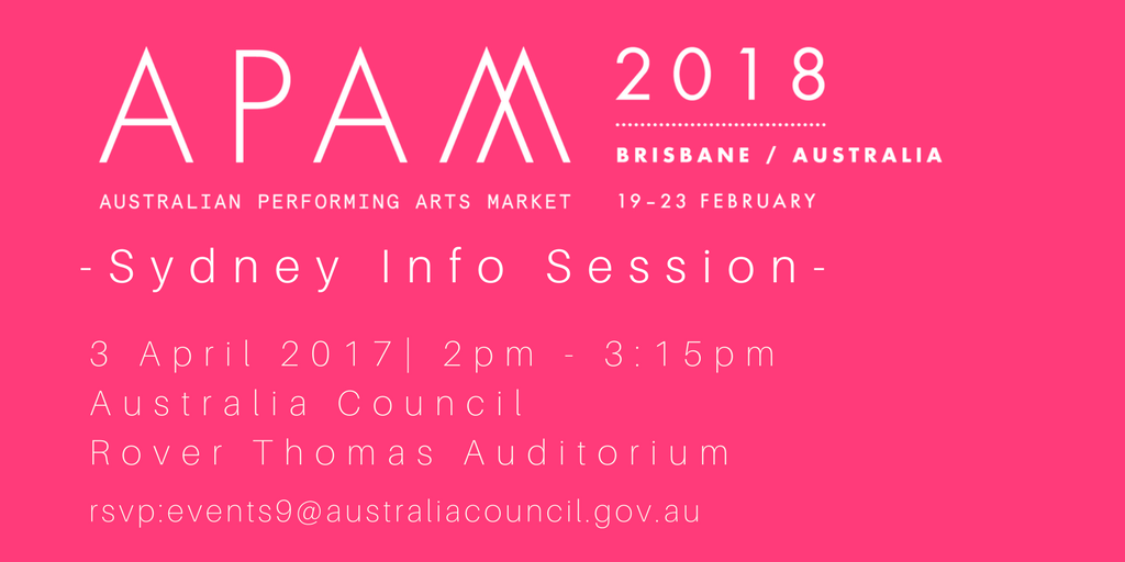 RegionalArtsNSW's tweet photo. Are you a performing artist ready to tour internationally? Attend the FREE #APAM2018 Sydney info session on 3 April→ https://t.co/ke2uwlB49j https://t.co/LHxsJfs6hx