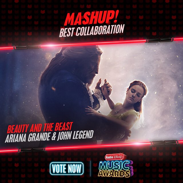 DisneyMusic's tweet photo. Congratulations on your #RDMA nomination @ArianaGrande and @johnlegend!

#BeautyAndTheBeast #BeOurGuest https://t.co/mhizd1wZP7