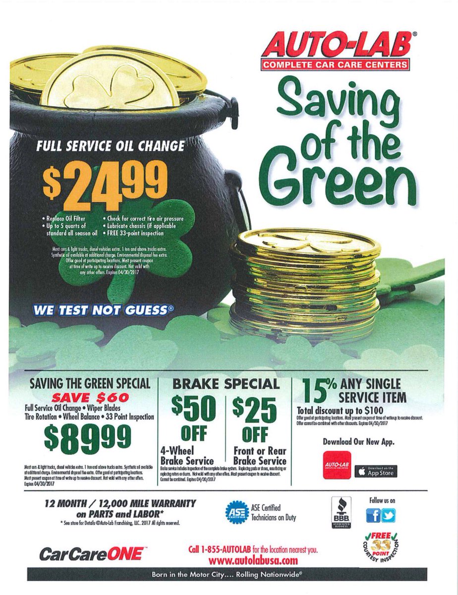 AutoLabAvon's tweet image. Call us at (317)667-0211 to schedule your appointment. Mention "Mike the Leprechaun" for additional savings ☘️☘️