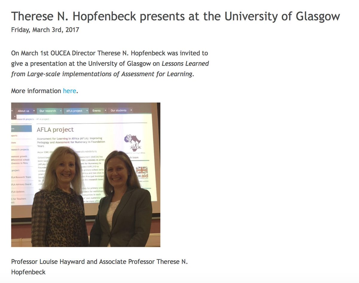 Thanks for a great day at the University of Glasgow oucea.education.ox.ac.uk/therese-n-hopf… @UofGlasgow @kara_makara #AfL #Assessmentmatters  @OUCEA_OX