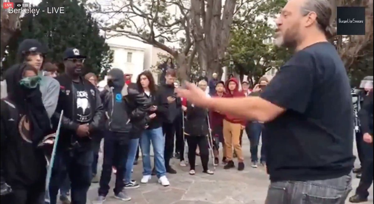 kendallfan30's tweet photo. RT @bayareacopwatch: Guy with black t-shirt: "I am a racist motherfucker!!"

#MarchOnBerkeley #March4Trump #Berkeley https://t.co/6WKntPrmEk