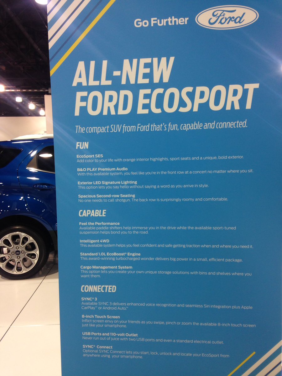 Ford_Dalia's tweet photo. Have you seen the new 2018 Ford EcoSport? It's here! Come get a sneak peek! #MKEAutoShow @FordAutoShows https://t.co/x5ITvosbvS