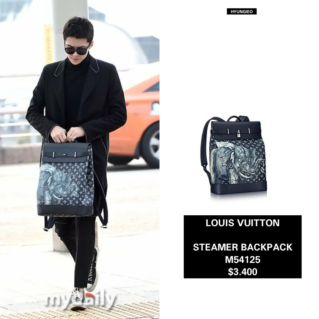 🐰🐯🐻 on X: 170205 EXO SEHUN @ ICN AIRPORT #Sehun wearing Louis Vuitton  STEAMER BACKPACK M54125 $3.400 --->  #세훈   / X