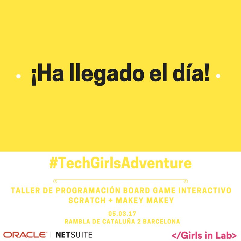 GirlsInLab's tweet photo. ¡Ha llegado el día! Abrimos las puertas de la tecnología a las chicas celebrando el #DíaDeLaMujer 😀 #GirlsTechAdventure en #NetSuite https://t.co/L2rCXb7iy6