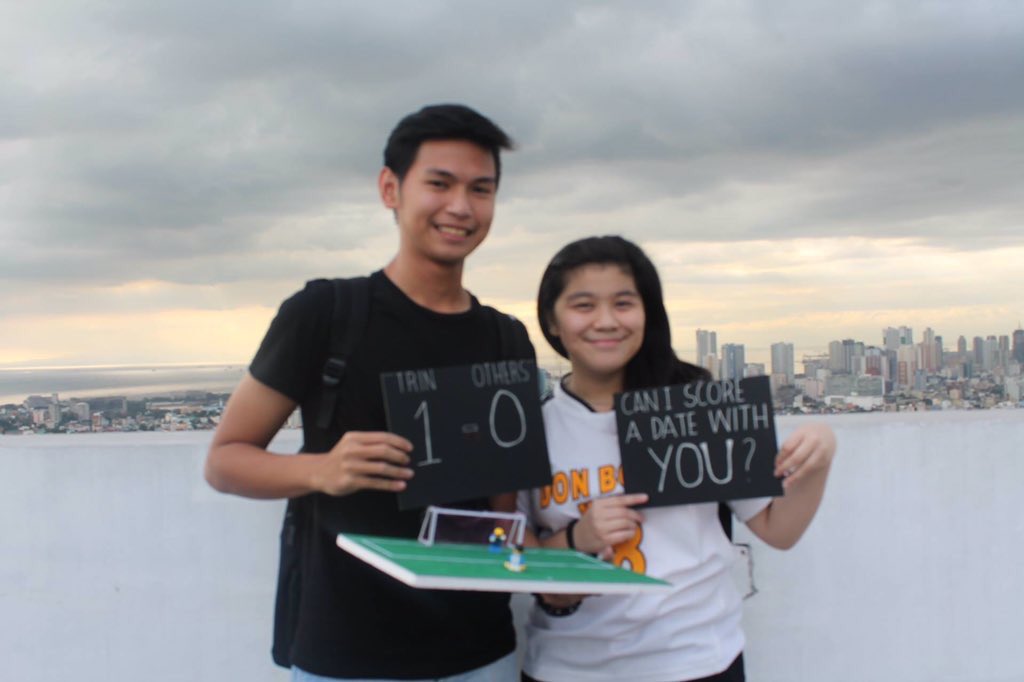 SSCProm2017's tweet photo. @SSCProm2017 Literal goals were achieved when @trinitymatias ballposed to @JohnEdAquino see you at the ball ✨ https://t.co/Ttj9r640YR