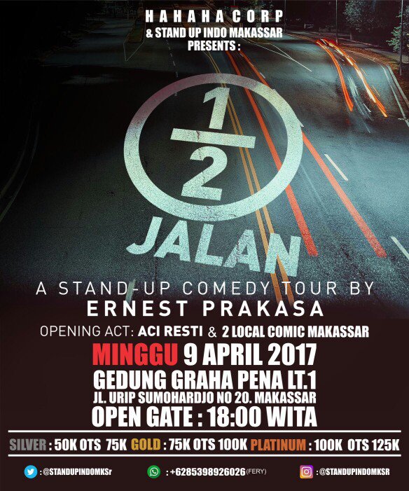 #SetengahJalanTour by <a href="/ernestprakasa/">Pria Perkasa</a> ,opener <a href="/aciresti/">🤓</a> . 9 april at graha pena makassar. Tiket : <a href="/sushibizkid/">NEW! Furaido Roll</a> bau mangga &amp; cofftoff perintis