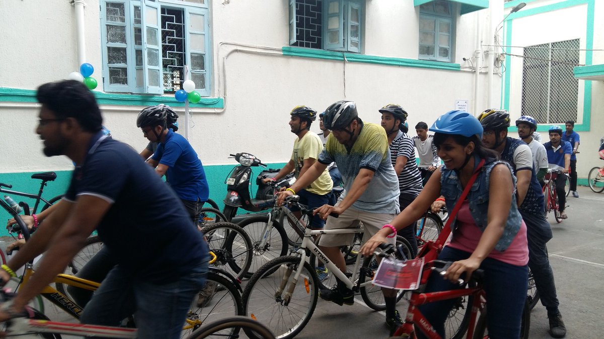 HPCL's tweet photo. #Cycle2college at #SIMSREE supported by @HPCL . Save fuel, secure the future! https://t.co/xtbI5psOTj