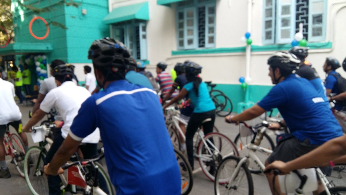 HPCL's tweet photo. #Cycle2college at #SIMSREE supported by @HPCL . Save fuel, secure the future! https://t.co/xtbI5psOTj