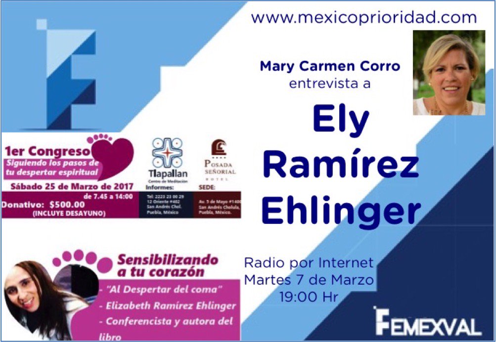 femexval's tweet photo. Ely Ehlinger Congreso Siguiendo los pasos de tu despertar espiritual
Femexval Radio por internet #CONCIENCIA #desarrollopersonal #Docencia https://t.co/K8JNYtKMp7