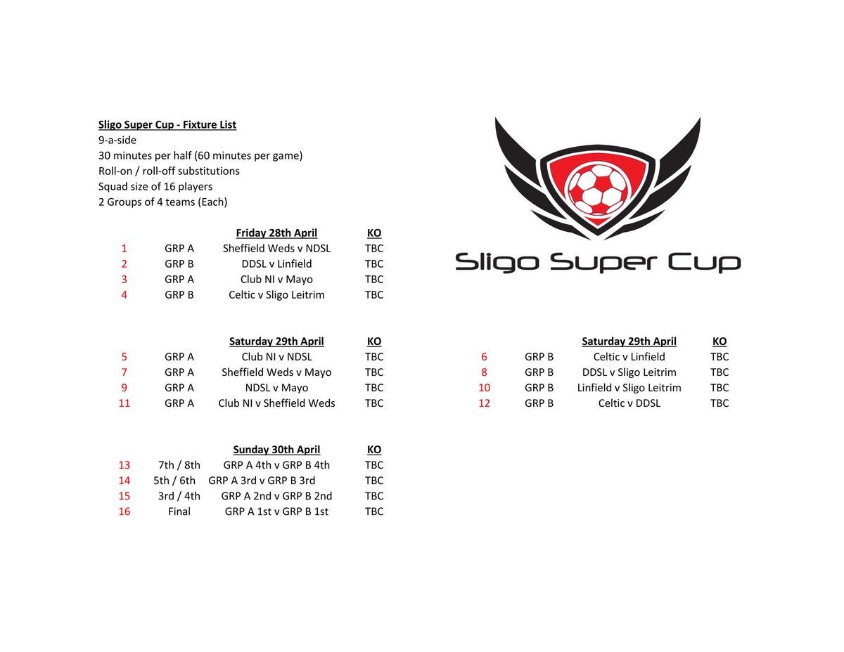 <a href="/SligoSuperCup/">Sligo Super Cup ☘⚽🏆</a> 2017 fixture list in association with <a href="/Petstopsligo/">Petstop</a>! <a href="/SligoChampion/">The Sligo Champion</a> <a href="/oceanfmsport/">Ocean FM Sport</a> <a href="/sligoweekender/">Sligo Weekender</a> @LeitrimToday 🏆⚽🏃☘
