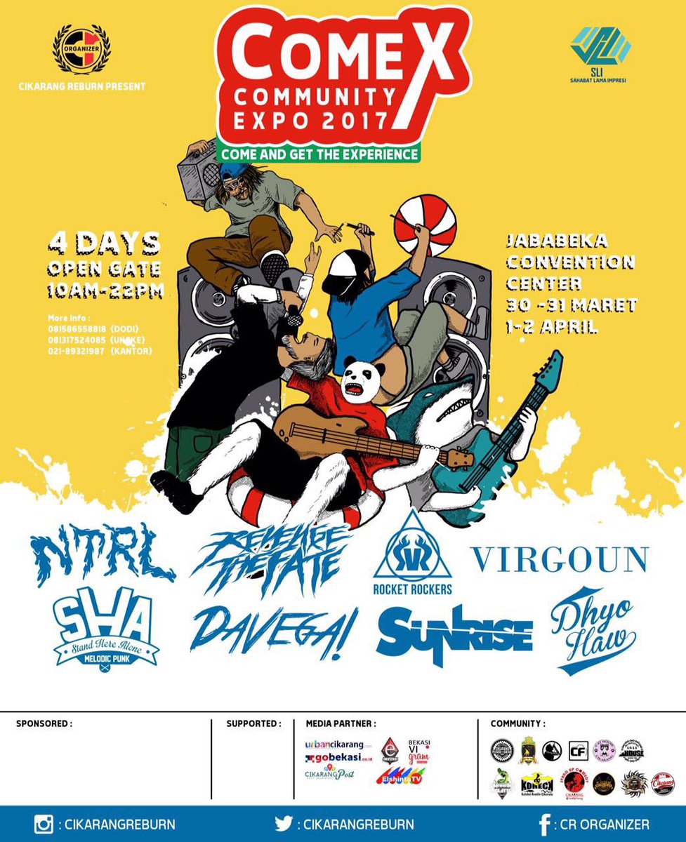 COMEX Community Expo 2017. 31 Maret - 2 April. Expo komunitas, musik, kuliner. Need more than 120 booth. Info:08122345996 <a href="/cikarangreburn/">cikarangreburn</a>
