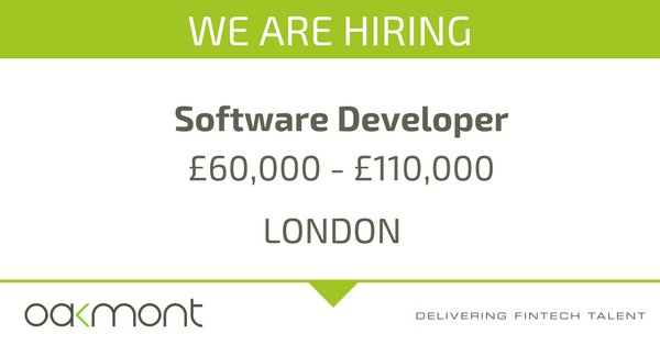 Oakmont_uk's tweet photo. Hiring 3 #SofwareDevelopers for #HedgeFunds to develop trading platform #London #Java #C++ #Python #Scala #BigData https://t.co/S0ZMkvIh7k https://t.co/4tETxEz6I7