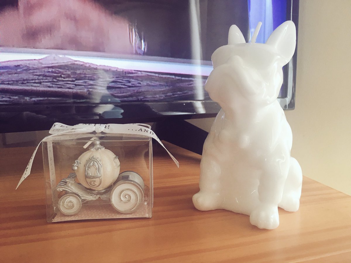 dani_johanna's tweet photo. My Cinderella carriage candle will take pride of place next to the French Bulldog. Thanks @ConfettiWedding π #ConfettiBride #tnws https://t.co/brGttd6gf9