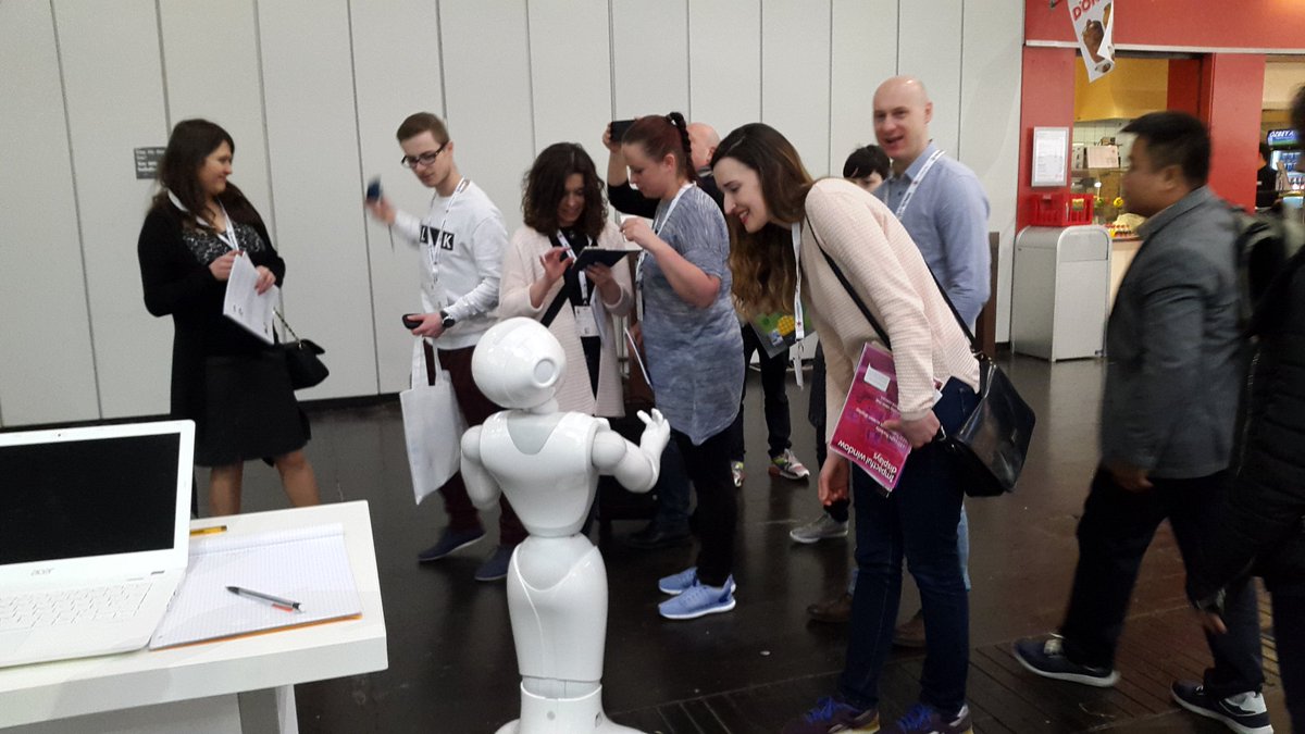 IntuitiveRobots's tweet photo. Here we are @EuroShop ! Visit us at booth A33 Hall 2 &amp; discover our solutions for @PepperTheRobot in retail! @SBREurope https://t.co/gJHYaXFswH