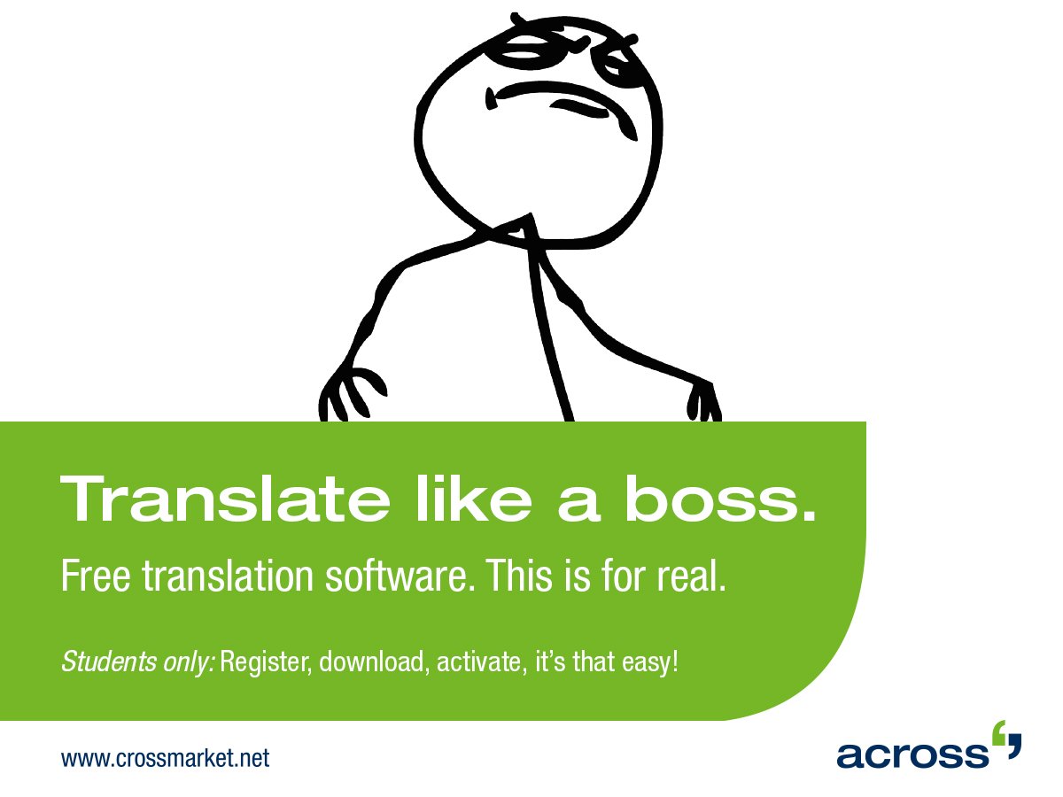Across_Systems's tweet photo. [New in crossMarket] Free Membership for #Students - CAT tool included! #LanguageStudies #TranslationStudents https://t.co/ckG1y4VLVe