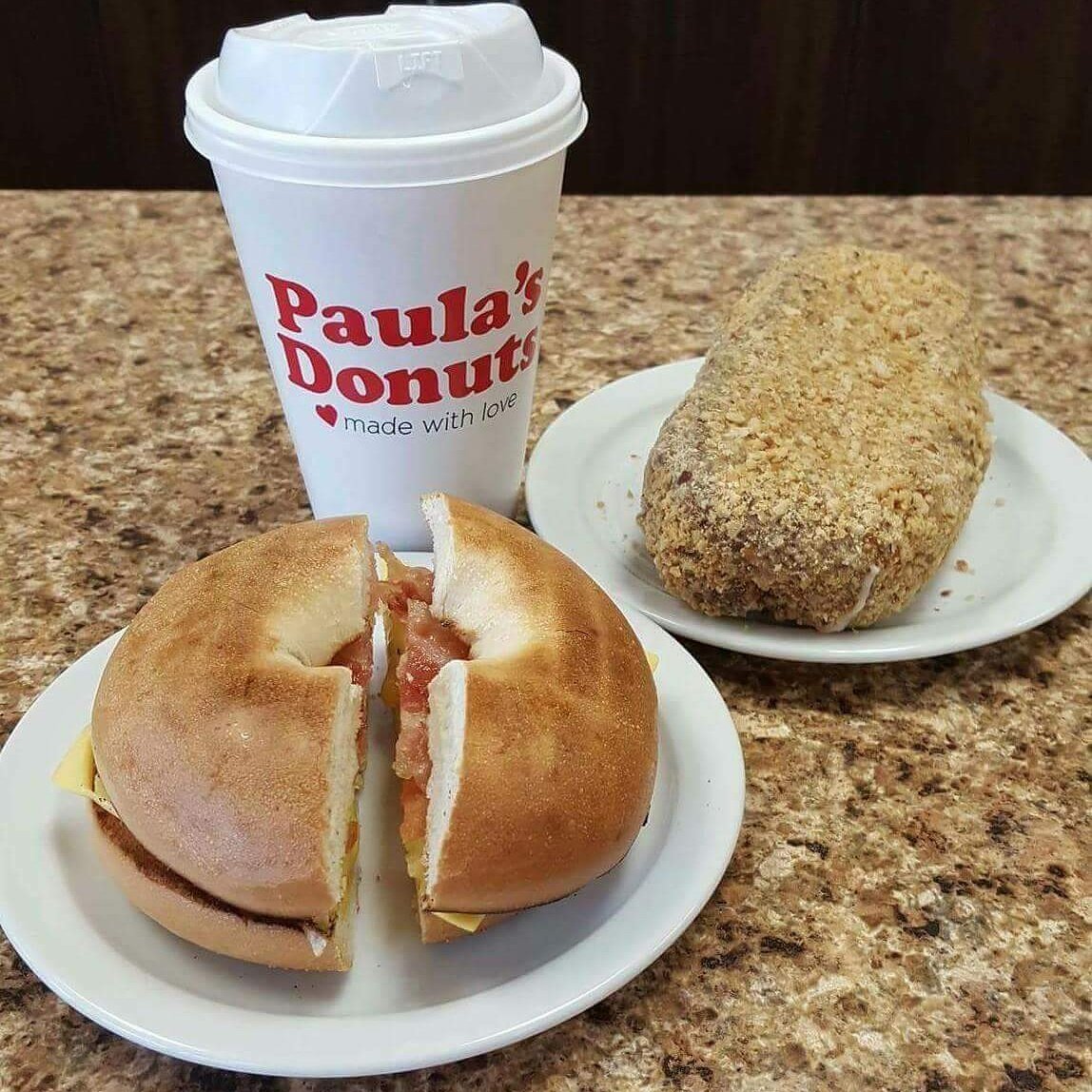 Warm up with a hot coffee, Donut & breakfast sandwich made to order! #coffee #donuts #bacon #buffalo  #warmupwithcoffee #itscoldoutside