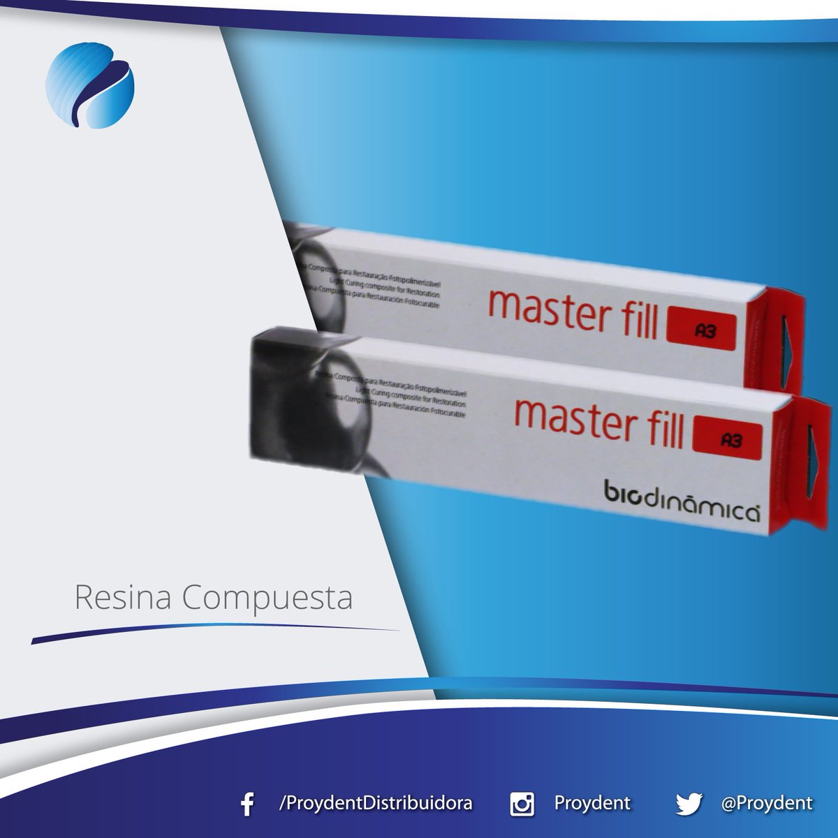 Proydent's tweet image. #ResinaCompuesta #MasterFill de alta densidad. Para uso en restauraciones de dientes anteriores y posteriores. Contáctanos ☎ (0212) 761.0492