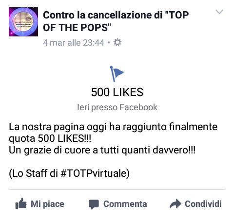 VirtualTOTP's tweet photo. La nostra #Pagina #Facebook ha raggiunto quota #500fans!!!
Grazie di cuore a tutti!!!
https://t.co/SrElhavCJ1 https://t.co/vKml2gTzCb