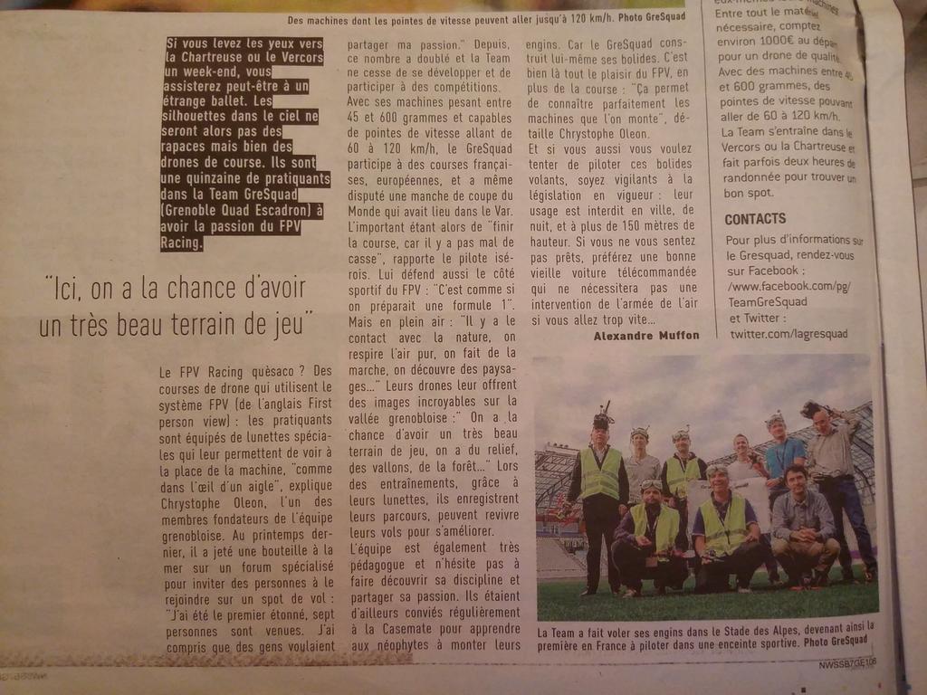 lagresquad's tweet photo. Le Team #GreSquad dans le journal @GreNews_CLN pleine page !

#Grenoble #fpv #fpvracing #fpvfreestyle #fpvaddition #drone #drones #fpvrace https://t.co/O5neOzngl7