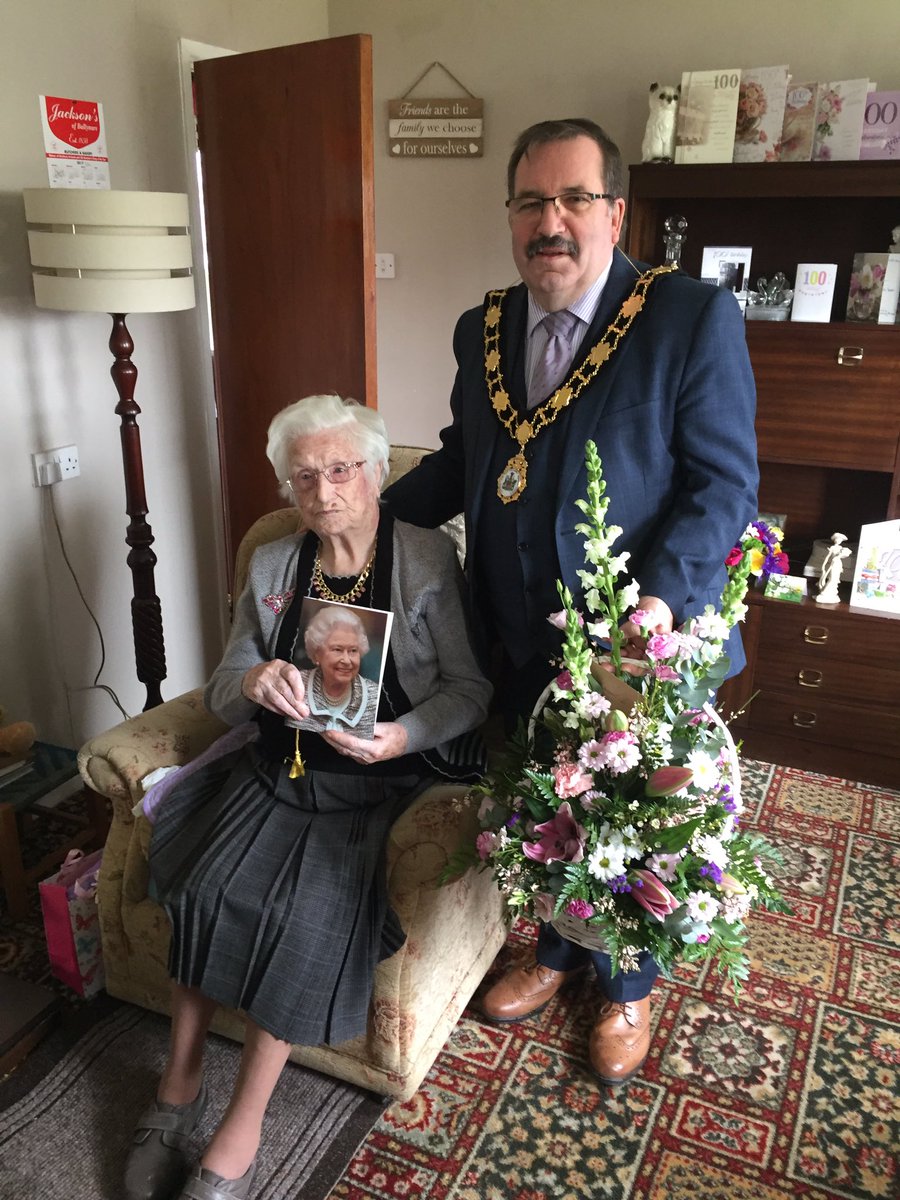 johnscottanbc's tweet photo. Mayor Scott out early on Sunday to visit mrs Margaret McKee from Randalstown on her100th birthday https://t.co/UF0H8dSMGt