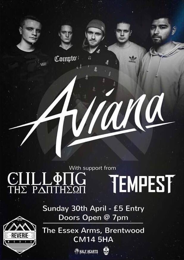 STOKED that we're supporting Aviana from Gothenburg, Sweden with Tempest on the 30th April thanks to Reverie MEDIA. Don't miss this.