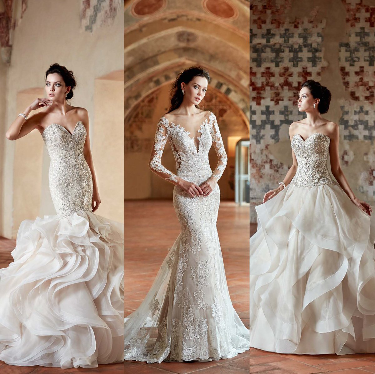 EddyK_Bridal's tweet photo. Our #top3 this week goes to the best of #EddyKCouture 2017 Collection. From left to right #CT186, #CT180 and #CT184 https://t.co/GIhdBxwnc6 https://t.co/UilixgN4k1