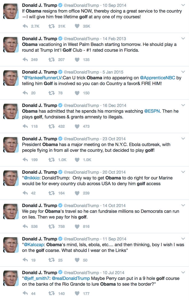 BraddJaffy's tweet photo. Trump today made his 8th trip to the golf course in 6 weeks as president.

Here are his previous tweets about presidents and golf: https://t.co/P3i6AakIcX