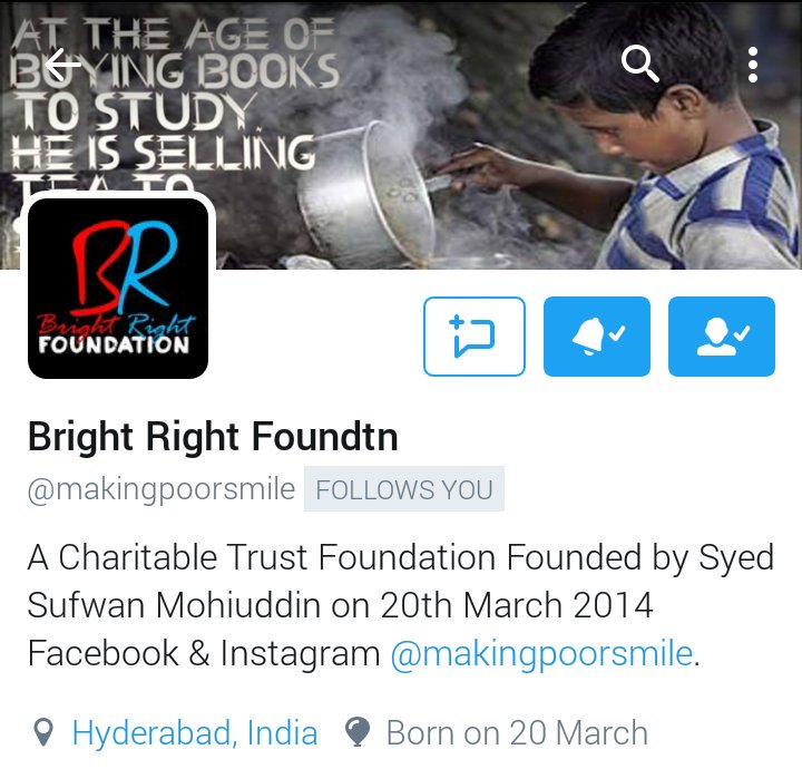 bandrfoundation's tweet photo. Thnks @Twitter @instagram @facebook fr Accptig our Nw Nme Bright Right Foundation @makingpoorsmile .
#BrightRightFoundation #MakingPoorSmile https://t.co/9YDYlcQhgl
