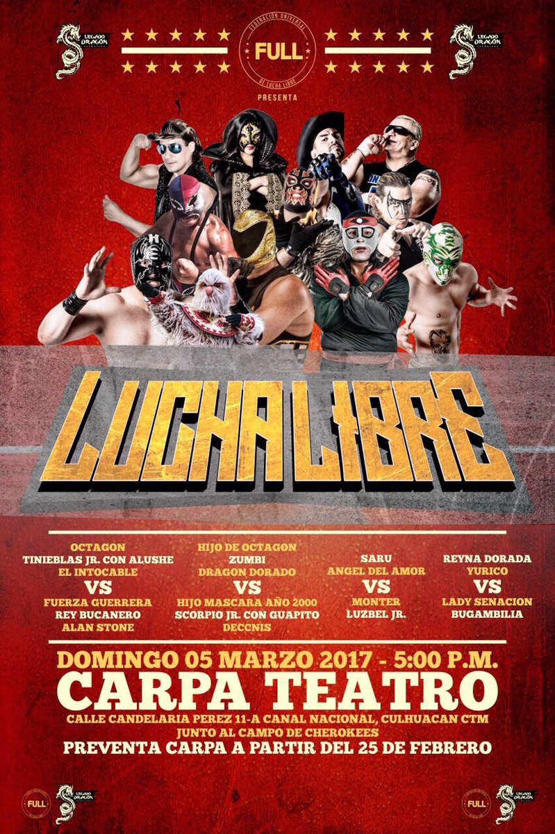LuchaLibreYYa's tweet photo. ¡Hoy hay @FullLuchaLibre en el sur de la #CDMX! 

📍Carpa Teatro Culhuacán CTM
⏰ 5:00 pm
🤼‍♂️ #LuchaLibre https://t.co/vxdqnrQR25