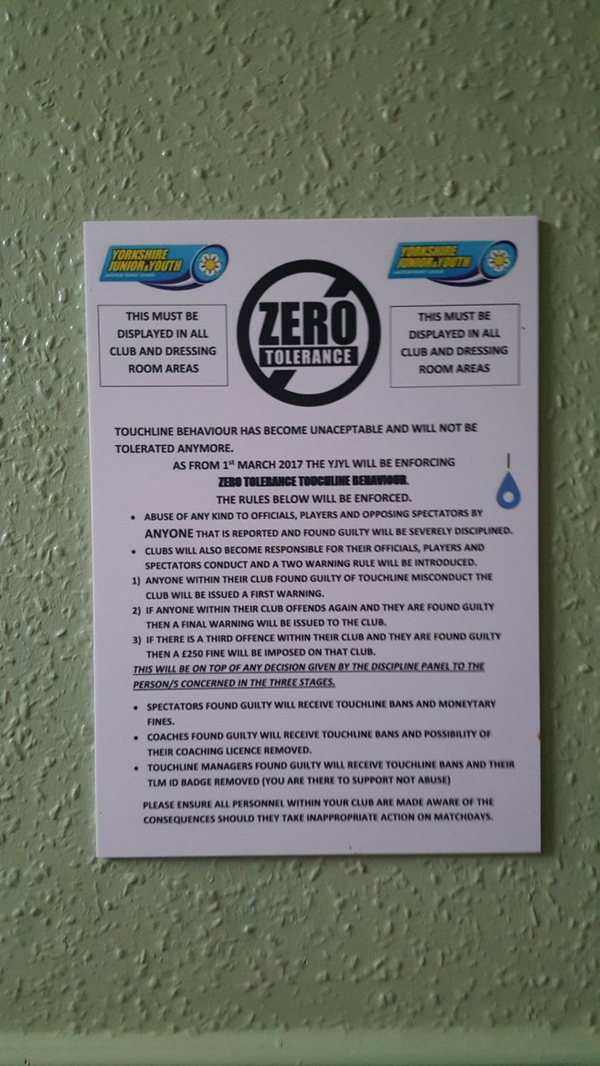 Fantastic to see this in <a href="/WestLeedsEagles/">West Leeds Eagles ARLFC</a> club house! Sending out the correct message to all involved <a href="/YorkshireJunior/">Yorkshire Junior and Youth League</a>