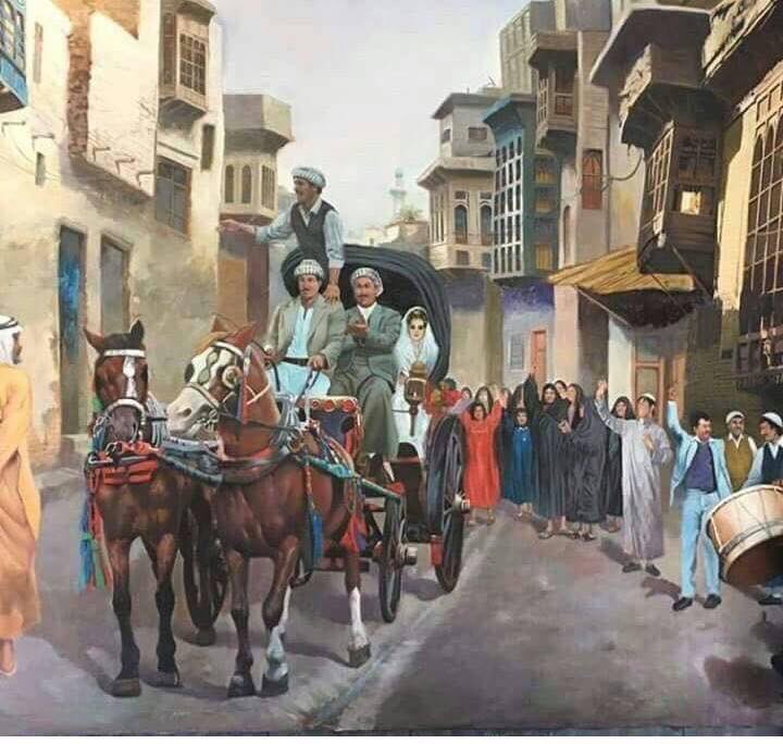 baghdad_salam's tweet photo. مساء النور
رسمة جميلة جدا حيث في 
هذة اللوحة  زفة عرس بغدادي ايام زمان
Old wedding ceremony in Baghdad
#IRAQesque 
#Baghdad_salam https://t.co/72p06rfnZx