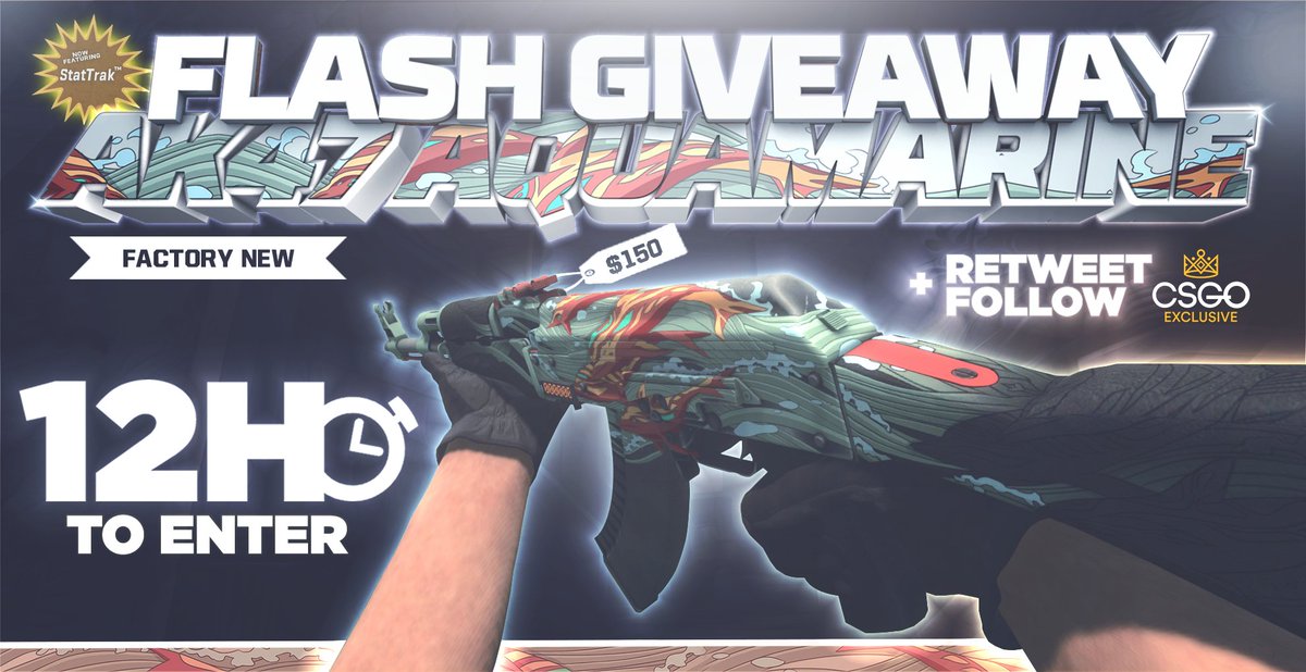 CSGOExclusive's tweet photo. https://t.co/BxR4VzBirf's StatTrak™ AK-47 | Aquamarine Revenge (FN) Giveaway!

- RT + Follow!
- Turn Notifications ON!

Winner drawn in 12h! https://t.co/FibTikuUMr