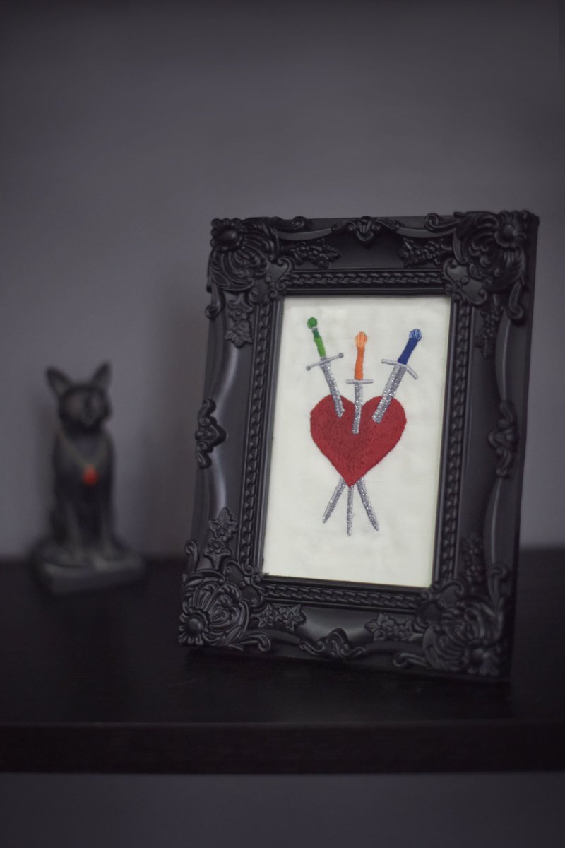 New #embroidery piece added to the site! #Tarot inspired stitch craft - Three of Swords 🗡️🗡️🗡️  ow.ly/DNR7309BLbB