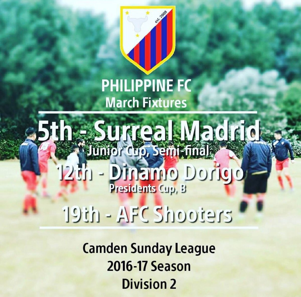 Here's our March fixtures! Come down and support! Hackney Marshes, London, E5 0AL