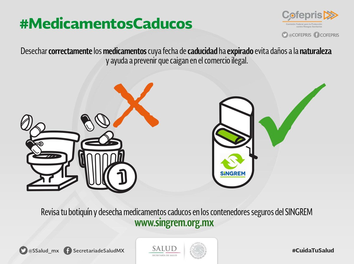 El <a href="/singremac/">SINGREM AC</a> facilita al consumidor disponer #MedicamentosCaducos. #CuidaElMedioAmbiente. Encuentra contenedores bit.ly/1pipouw