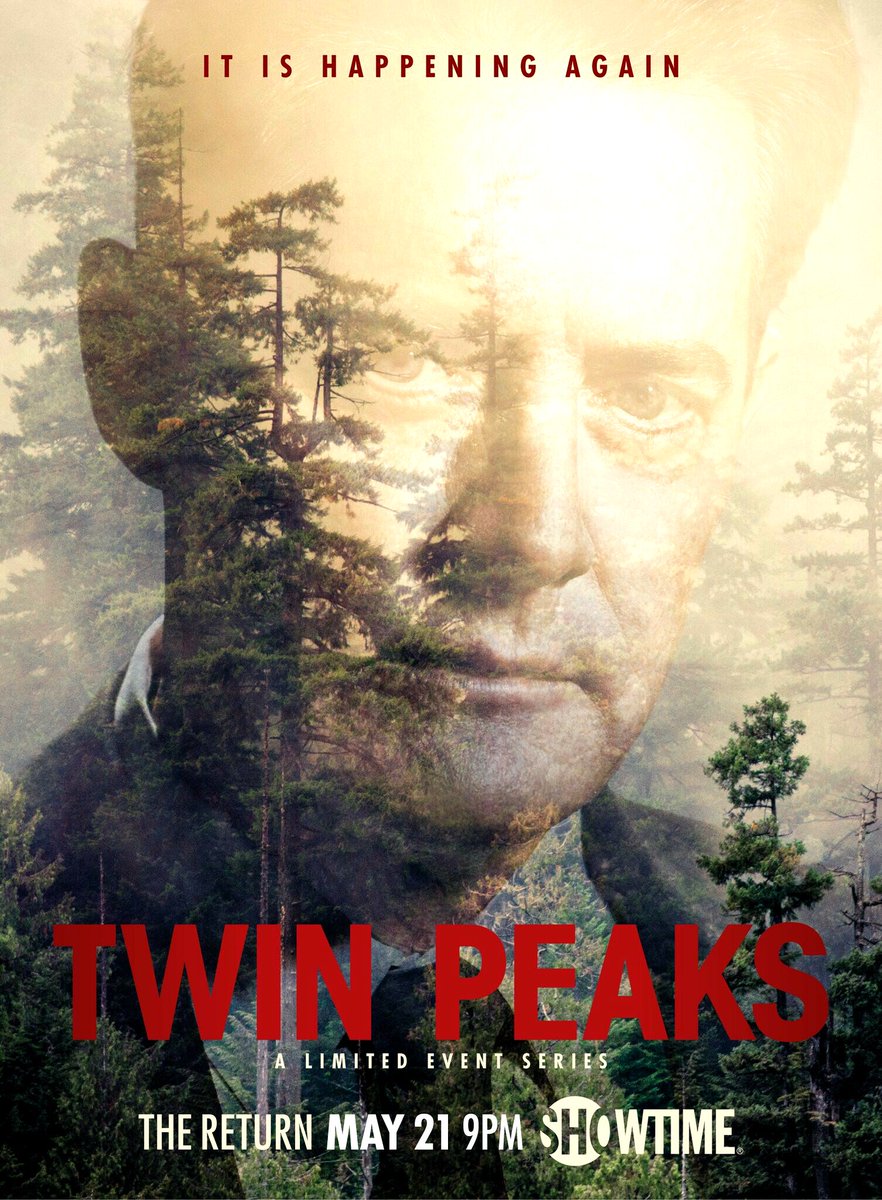 Mycult's tweet photo. "It is happening again" #twinpeaks2017 #twinpeaks #poster  #davidlynch #Dalecooper #Diane #Lelandpalmer #Laurapalmer   @kyle_maclachlan ☕🍩🌲👍 https://t.co/VBMH3s6RSr