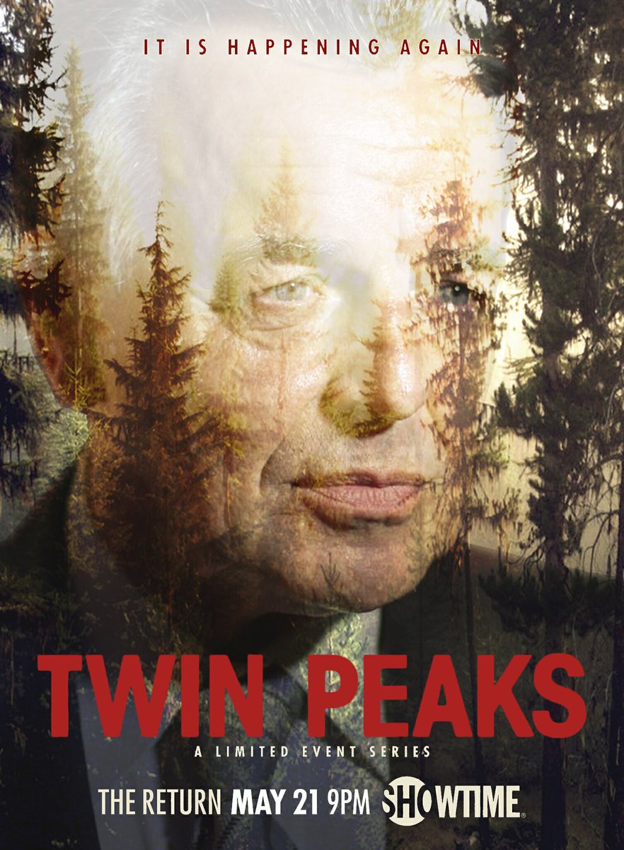 Mycult's tweet photo. "It is happening again" #twinpeaks2017 #twinpeaks #poster  #davidlynch #Dalecooper #Diane #Lelandpalmer #Laurapalmer   @kyle_maclachlan ☕🍩🌲👍 https://t.co/VBMH3s6RSr