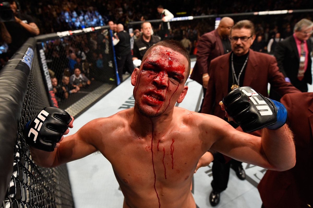 espn's tweet image. One year ago today, Nate Diaz took down McGregor and made history.