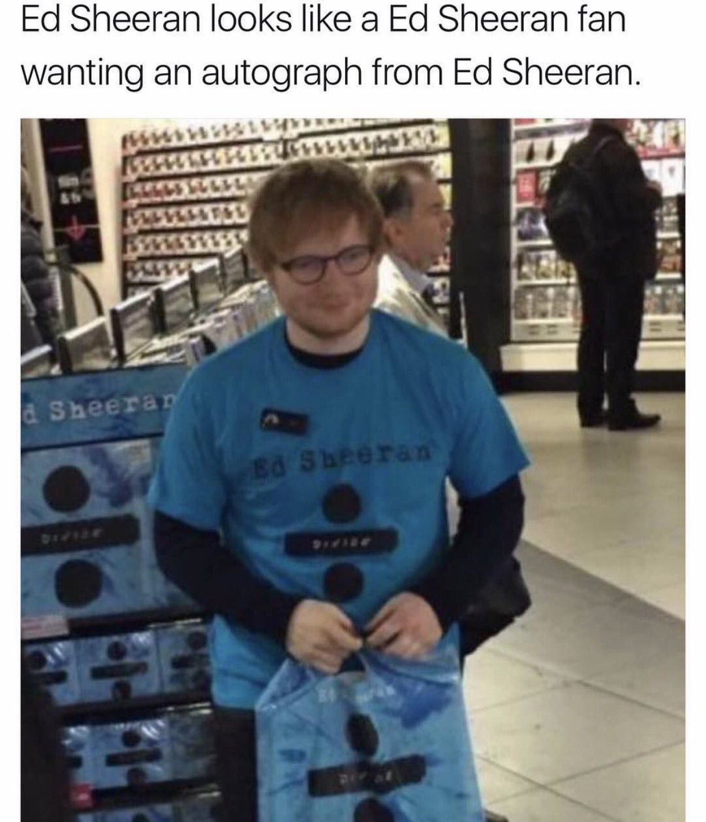 mytweetsareok's tweet image. @edsheeran is my hero. HE'S WEARING A NAMETAG THAT SAYS "Ed" #imunwell