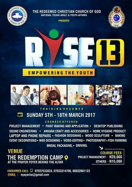 rccg_rpassembly's tweet photo. #RISE13 Starts today. Get acquainted with much needed corporate and social skills. https://t.co/CSAfYISk7w