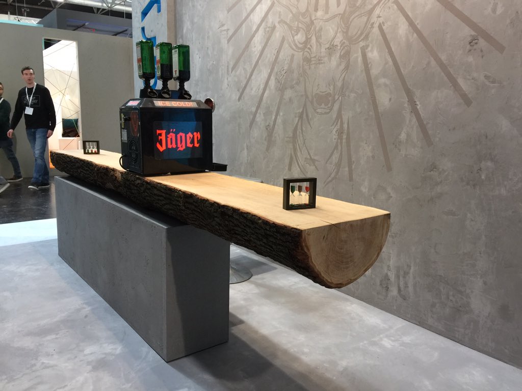 team_newenglish's tweet photo. @EuroShop, Düsseldorf visiting the stand we've designed for #drycon shopfitting. Concrete walls & floors bespoke wood lights and table, etc https://t.co/NHAolsa1ui