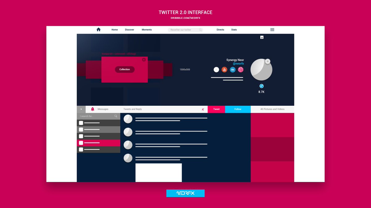 NEORFX's tweet photo. Twitter Interface #UI #Webdesign

Full project: https://t.co/QPcSsKx1Qm

RT/Fav are appreciated!! https://t.co/CUkexZd44Q