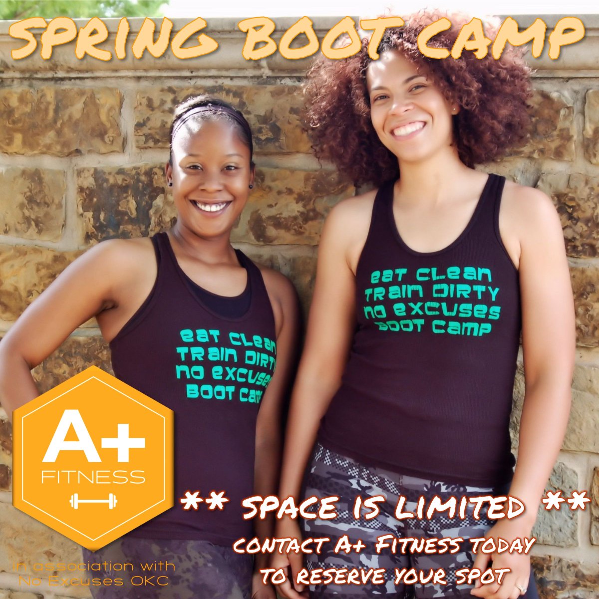 aplusfitnessokc's tweet photo. A+ Fitness only works with the best! The ladies of No Excuses OKC are ready to get you in shape! Reserve your spot TODAY #getaplusfit https://t.co/yfjNqt7WkU