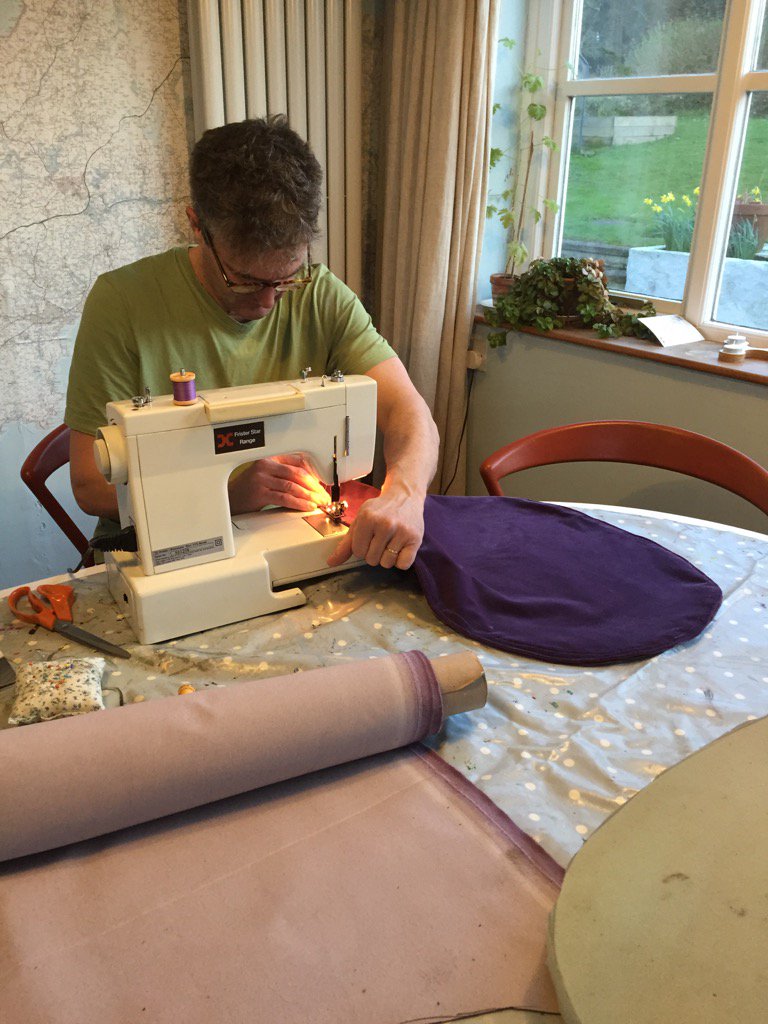 After 11 years of being an outdoor dog; making Meg a velvet cushion as a retirement present. @JohnMillerDsign