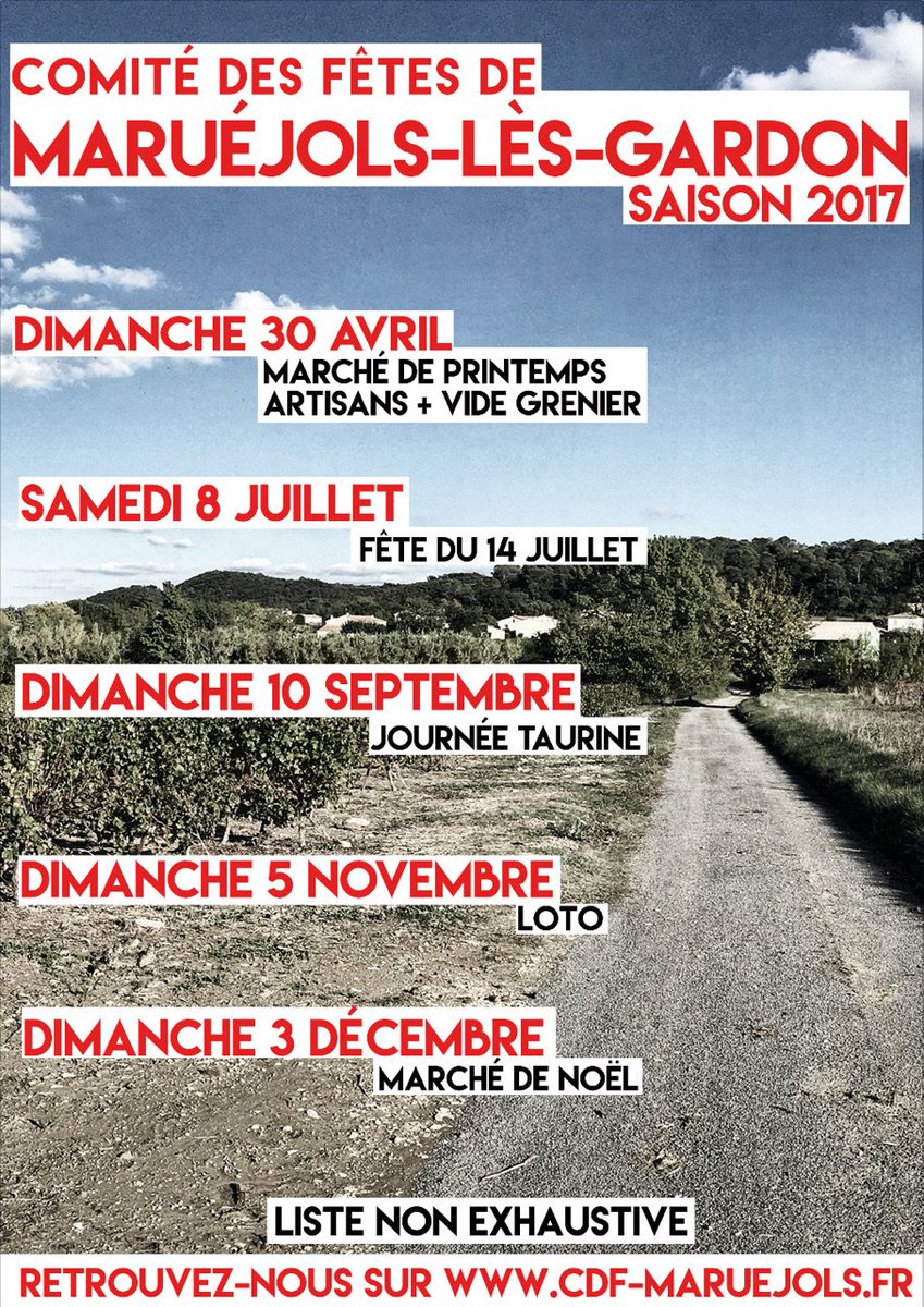 CDFMaruejols's tweet photo. Notre programme pour 2017.
Plus d'infos sur https://t.co/yMaFt3IPlH #maruejolslesgardon #gard #cevennes https://t.co/vfoh5iNZPN