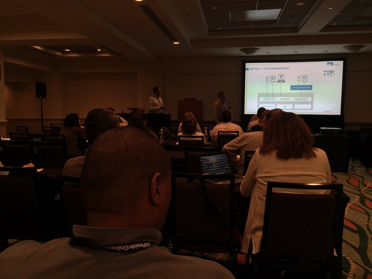 mgillet's tweet photo. Demystify SAP Fiori ! Quite a duo led by @SAP_jmorgalis @jeremymasters #HR2017 PM Jumpstart Grwat #SAPFiori insights. https://t.co/lBVZO6LJRr