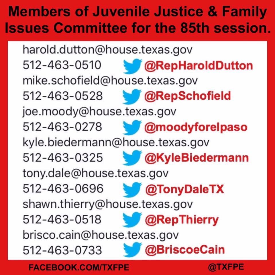 texastfrm's tweet photo. These individuals have the equal parenting bill HB453 right now. Tell them to vote yes on it! #hb453 #tx5050 #txlege #equalparenting https://t.co/cGNbP56K1N