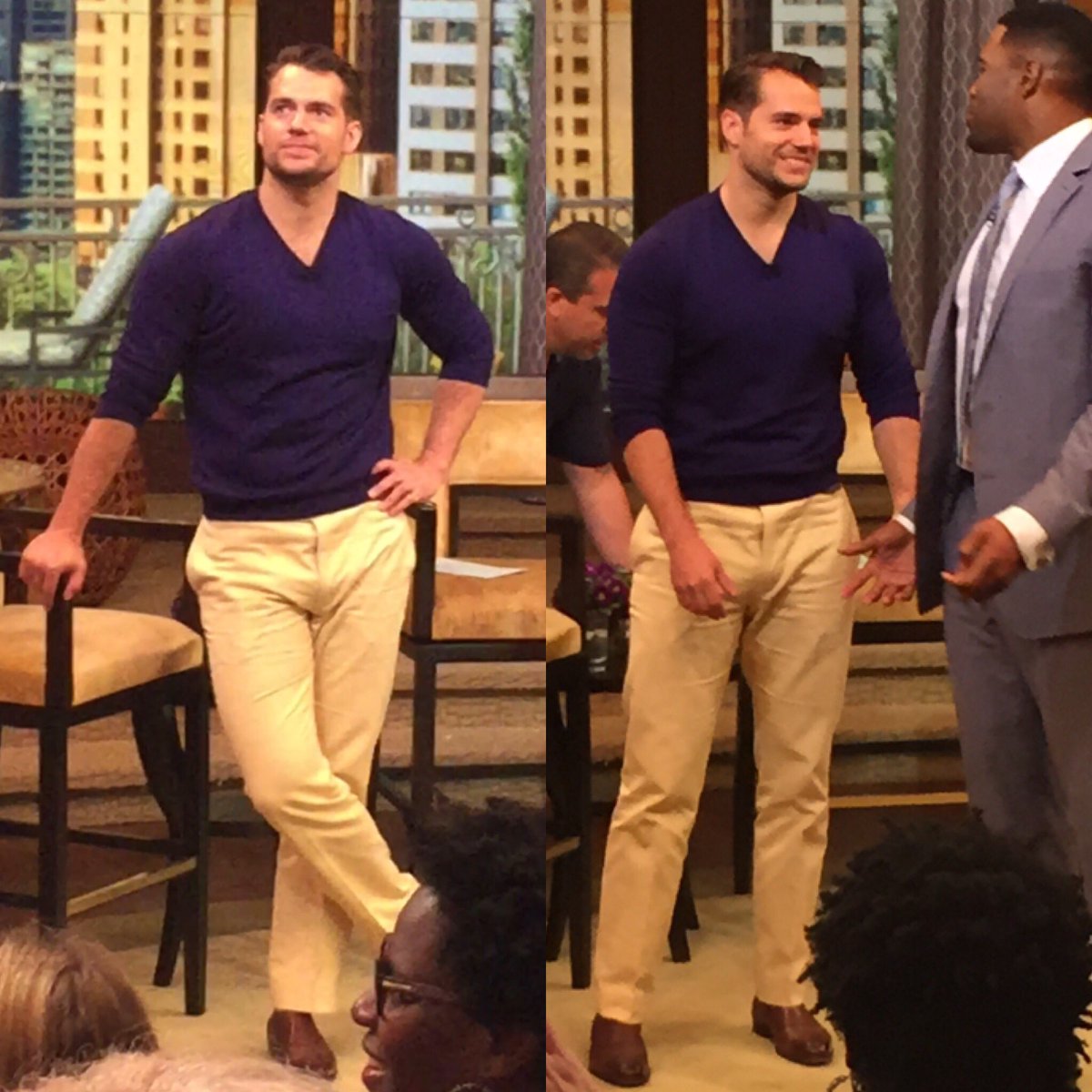 mstbeautifulmen's tweet photo. Remember that time I saw #HenryCavill and those heartwarming pants at #LiveWithKellyAndMichael?! ๐ #MichaelStrahan https://t.co/FwMr7Z2m9d